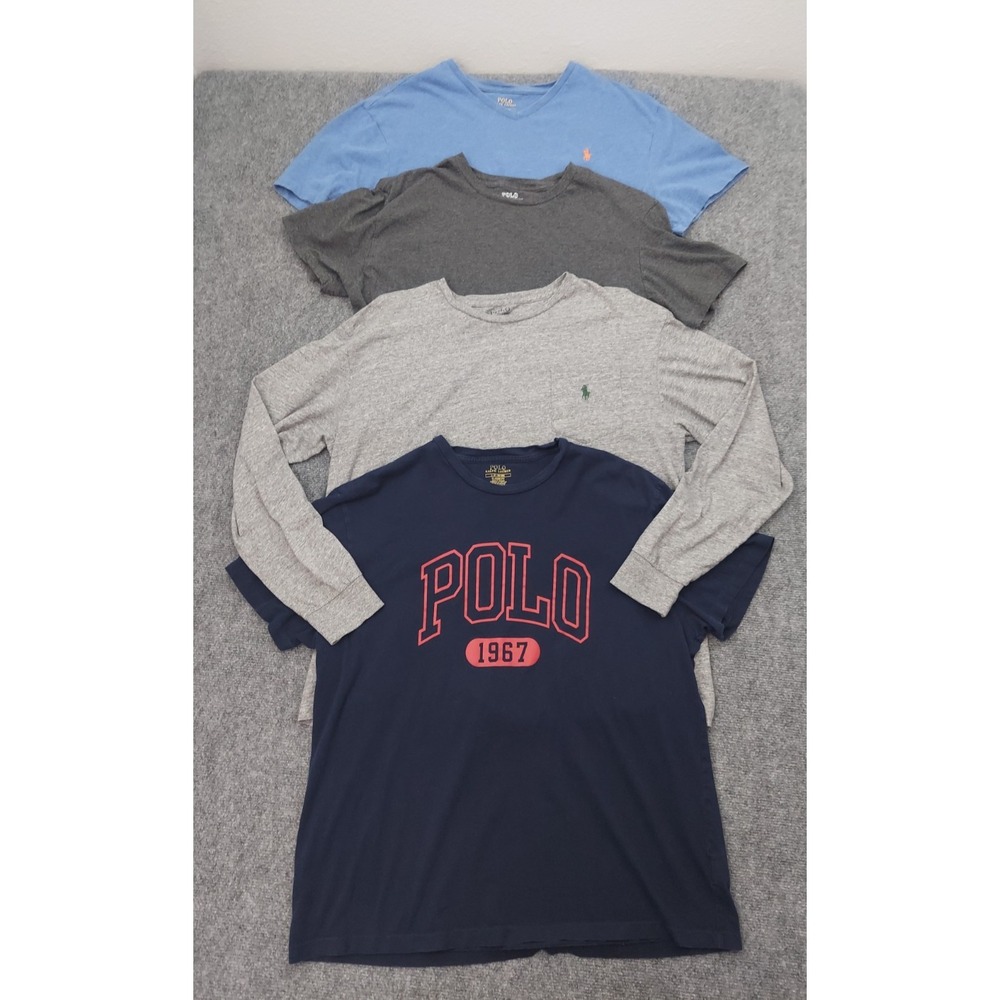 Lot 4 POLO RALPH LAUREN Shirts Mens Large Pony Logo Long Short Sleeve Crew